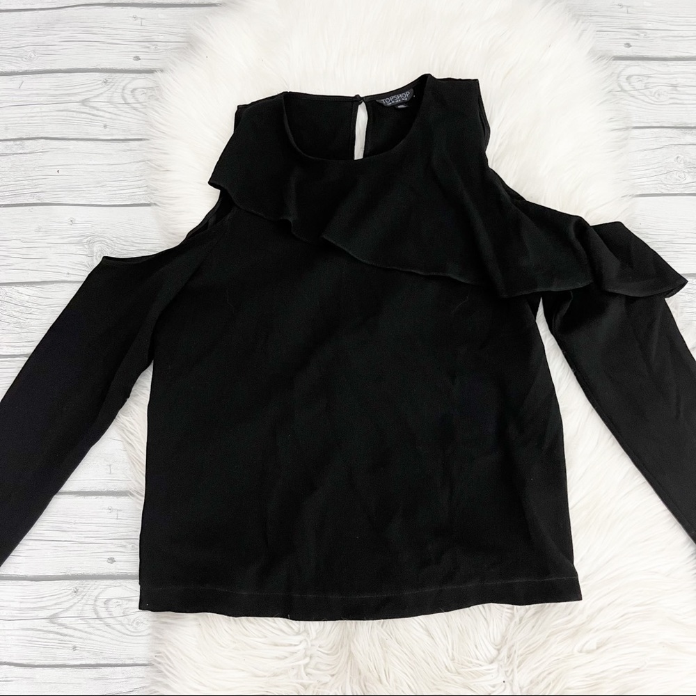 Topshop black cold shoulder long sleeve top